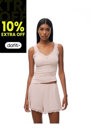 Camiseta + Short De Pijama Rosa Mujer Rosa