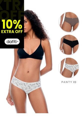 Panty Cachetero Algodón Tiro Medio X3unds Surtido Mujer Multicolor Gef