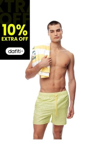 Pantaloneta De Baño Estampada Hombre Amarillo Gef