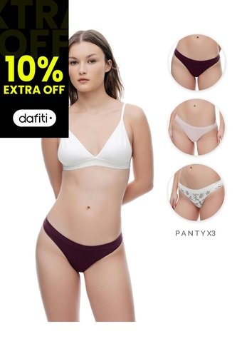 3 Pantys Brasilero Seamless Tiro Medio Surtido Mujer Multicolor Gef