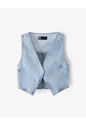 Chaleco Denim Regular índigo Medio Niña Azul