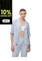 Camisa Relax Manga Corta Estampada Mujer Azul de Gef