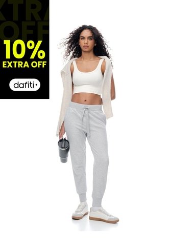 Jogger Slim Tiro Medio Gris Mujer Gris Gef