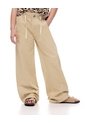 Pantalón Wide Leg Tiro Medio Drill Algodón Habano Niña Marron de Gef