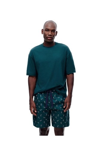 Bermuda De Pijama Algodón Estampada Hombre Verde Gef