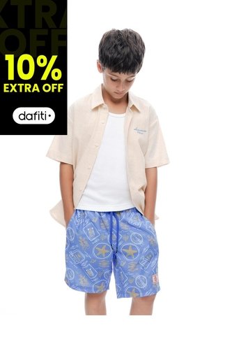 Short Pantaloneta Azul Estampado Niño Azul Gef