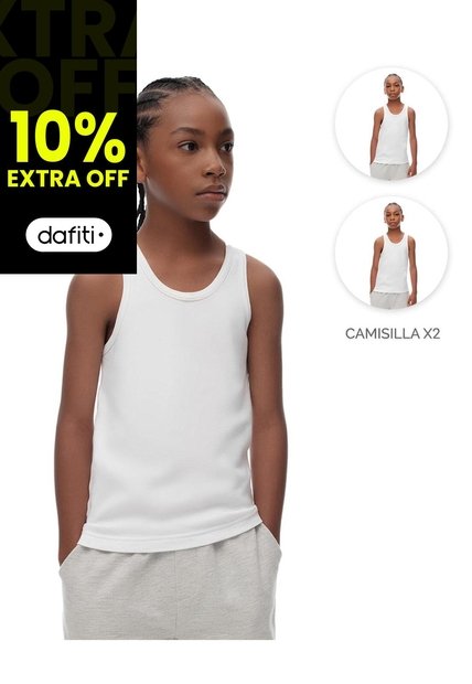 Camisilla Slim Algodón X2unds Blanca Niño Blanco