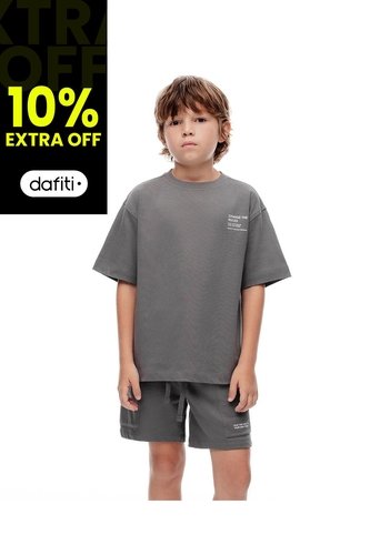 Conjunto Camiseta + Bermuda Gris Niño Gris Gef