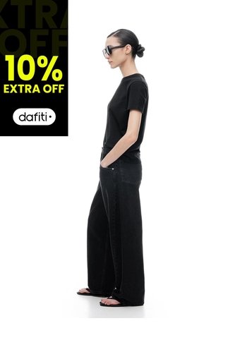 Jean Baggy Tiro Medio Negro Mujer Negro Gef