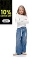 Pantalón Loose Tiro Medio índigo Niña Azul de Gef