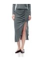 Falda Midi Tiro Medio Gris Mujer Gris de Gef