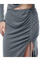 Falda Midi Tiro Medio Gris Mujer Gris de Gef