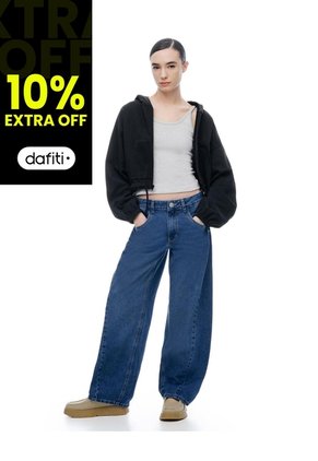 Jean Barrel Tiro Medio índigo Oscuro Mujer Azul