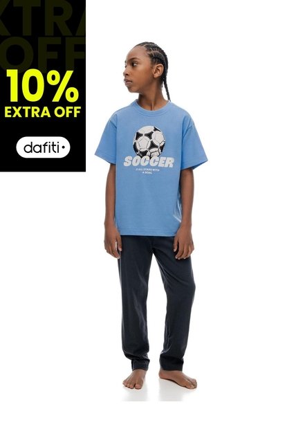 Pijama Regular Manga Corta Azul Niño Azul