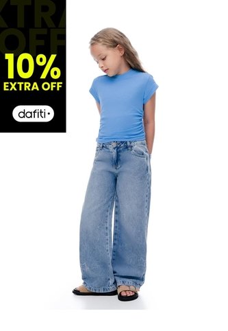 Jean Loose Tiro Medio índigo Azul Gef