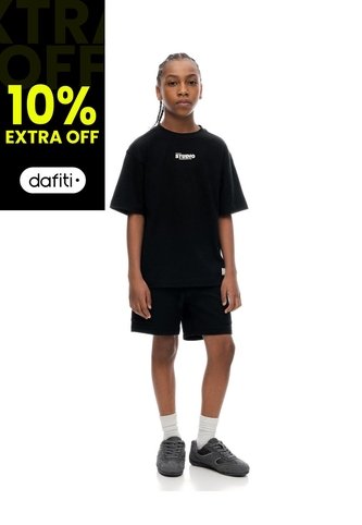 Conjunto Pantalon Corto Camiseta Negro Niño Negro Gef