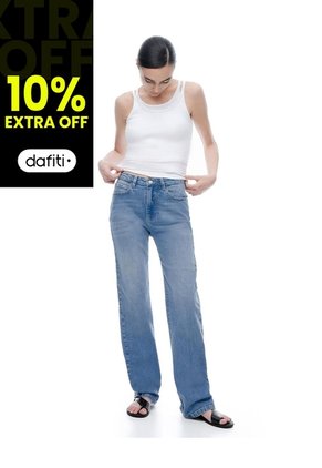 Jean Regular Tiro Alto índigo Medio Mujer Azul