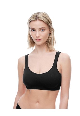 Top Soporte Medio Seamless Negro Mujer Negro Gef