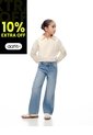 Jean Straight Tiro Alto Algodón índigo Medio Niña Azul de Gef