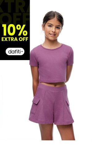 Short Tiro Alto Morado Niña Purpura Gef