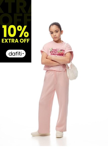 Pantalón Tiro Medio Holgado Rosado Niña Rosa