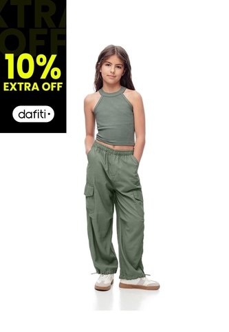 Jogger Cargo Tiro Medio Verde Niña Verde Gef