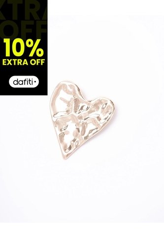 Prendedor Corazón Texturizado Dorado Mujer Gef