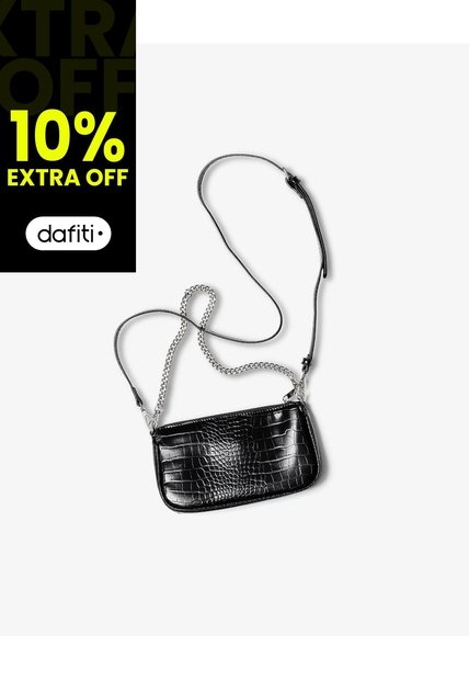Bolso Baguette Texturizado Negro Mujer