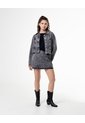Falda Tiro Alto Denim Tachuelas Gris Mujer Azul de Gef