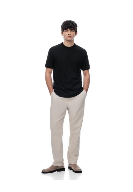 Camiseta Regular Algodón Negra Hombre Negro