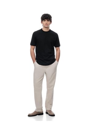 Camiseta Regular Algodón Negra Hombre Negro