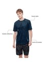 Camiseta Deportiva Control Humedad Estampada Hombre Azul de Gef
