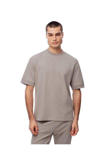 Camiseta Oversized Manga Corta Taupe Hombre Marron Claro
