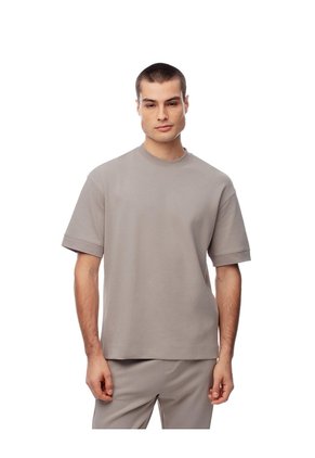 Camiseta Oversized Manga Corta Taupe Hombre Marron Claro