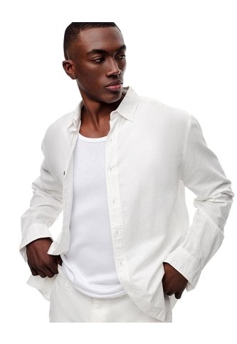 Camisa Manga Larga Regular Lino Blanca Hombre Blanco Gef