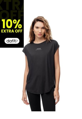 Camiseta Deportiva Secado Rápido Negra Mujer Negro Gef