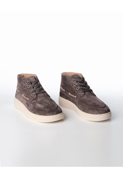 Zapato Caña Media Casual Tipo Gamuza Hombre Gris