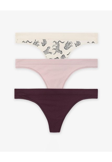 3 Pantys Brasilero Seamless Tiro Medio Surtido Mujer Multicolor