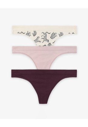 3 Pantys Brasilero Seamless Tiro Medio Surtido Mujer Multicolor