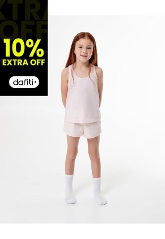Blusa + Short De Pijama Algodón Rosa Niña Rosa Gef