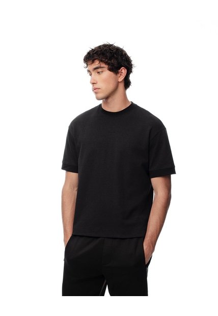 Camiseta Oversized Manga Corta Negra Hombre Negro