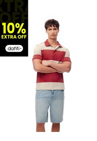 Polo Regular Algodón Rayas Hombre Rojo Gef