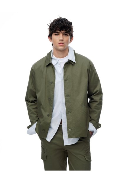 Chaqueta Overshirt Regular Liviana Verde Oliva Hombre Verde
