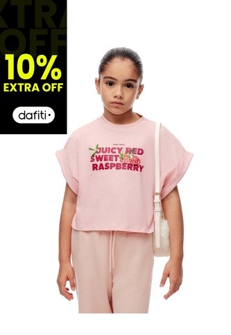 Camiseta Regular Algodón Rosada Niña Rosa Gef