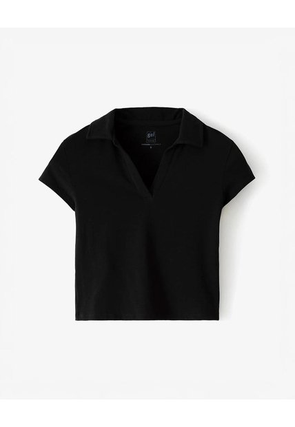 Polo Slim Algodón Negra Mujer Negro