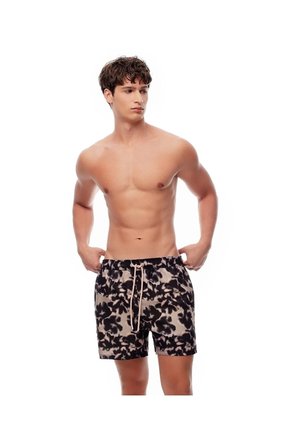 Pantaloneta De Baño Estampada Hombre Marron