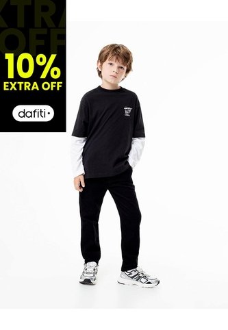 Pantalón Regular Corduroy Algodón Negro Niño Negro Gef
