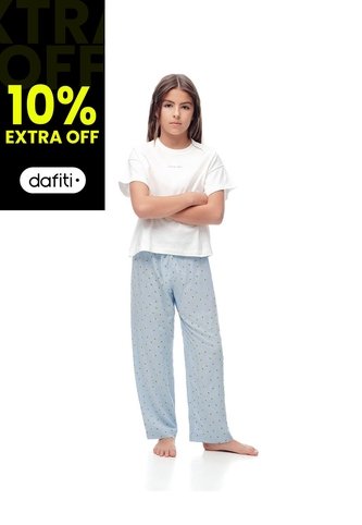Camiseta + Pantalón De Pijama Estampado Niña Azul Gef