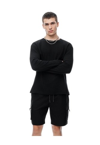 Bermuda Cargo Regular Negra Hombre Negro Gef