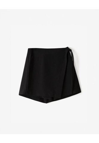 Falda Short Tiro Medio Cruzada Anudada Negra Mujer Negro Gef